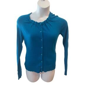 NEW YORK AND COMPANY, SIZE M, BLUE CARDIGAN
